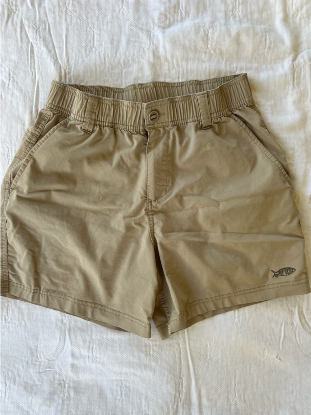 AFTCO Tan Elastic-Waist Kids Shorts